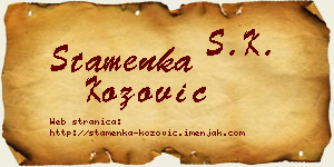 Stamenka Kožović vizit kartica